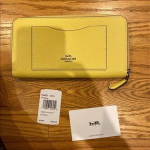 NWT yellow Coach Wallet